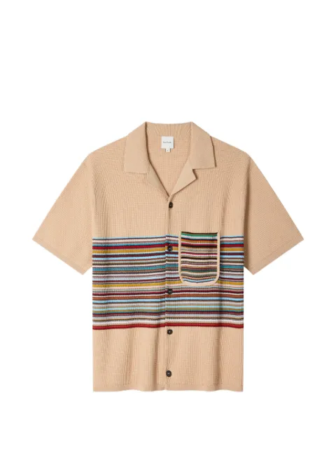 Paul Smith beige organic cotton Signature Stripe knitted shirt Neutrals M1R978ZW03159