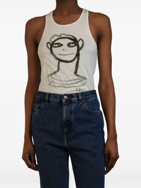 Marni Pre-Owned face-print tank top Neutrals WHITEFACEPRINTTANKTOP