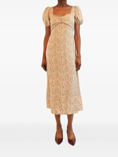 Reformation floral-print puff-sleeve midi dress Neutrals MULTICOLOURFLORALPRINTEDSUNDRESS