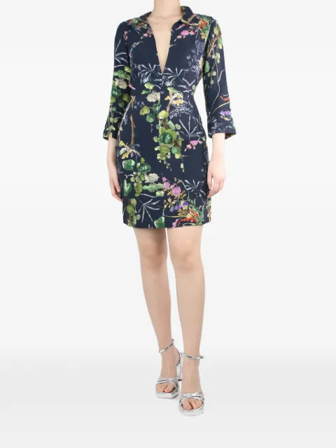 Philosophy Di Lorenzo Serafini floral-print V-neck mini dress Blue BLUEVNECKLINEPOCKETFLORALPRINTEDDRESS