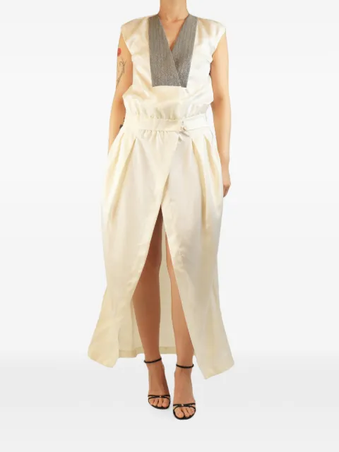 Brunello Cucinelli Vintage Monili V-neck maxi dress Neutrals CREAMVNECKMONILIMAXIDRESS