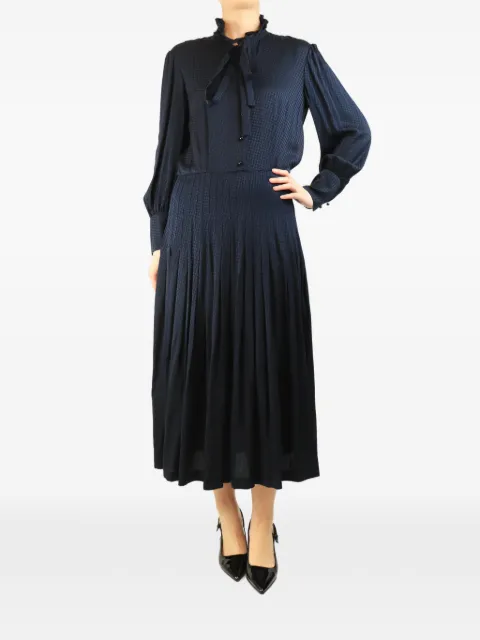 Saint Laurent Pre-Owned houndstooth-pattern midi dress Blue NAVYHOUNDSTOOTHMIDIDRESS