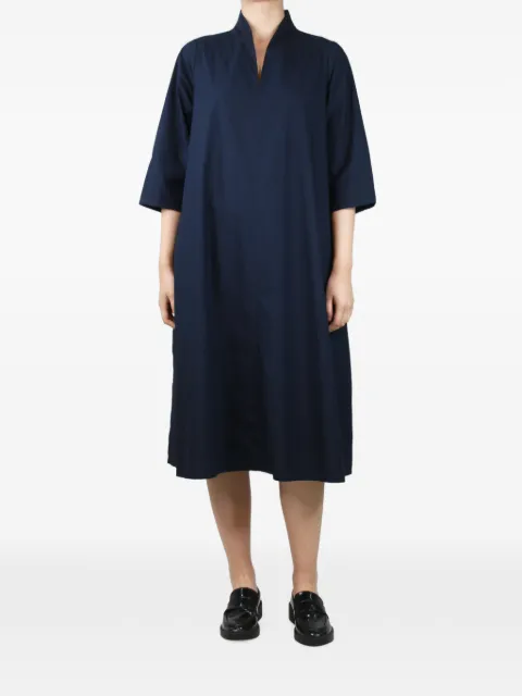 Labo Art V-neck cotton midi dress Blue NAVYBLUECOTTONMIDIDRESS