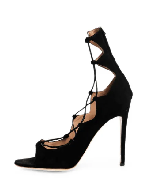 Gianvito Rossi Lace-up suede sandals Black BLACKLACEUPHEELS