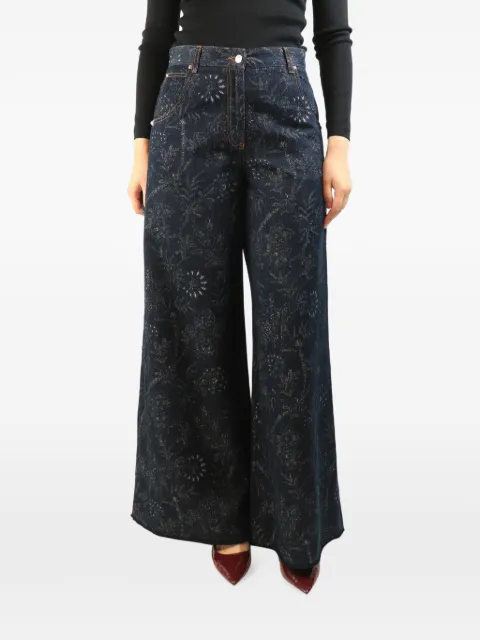 Etro Pre-Owned floral-print wide-leg jeans Blue DARKBLUEFLORALWIDELEGJEANS