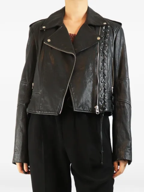 MCQ lace-up-detail biker jacket Black BLACKLEATHERLACEUPDETAILBIKERJACKET
