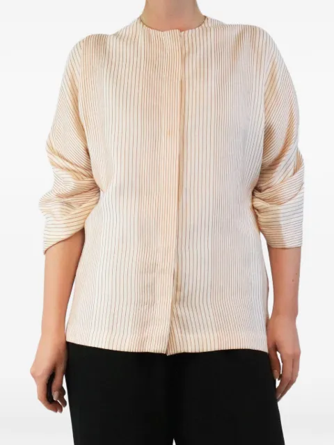 Emilia Wickstead striped puffed-sleeve shirt Neutrals CREAMSTRIPEDSILKTOP