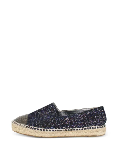 CHANEL Pre-Owned CC slip-on espadrilles Black DARKBLUESPARKLYESPADRILLES