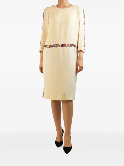 Tory Burch beaded silk midi day dress Neutrals CREAMSILKBEADEDMIDIDRESS