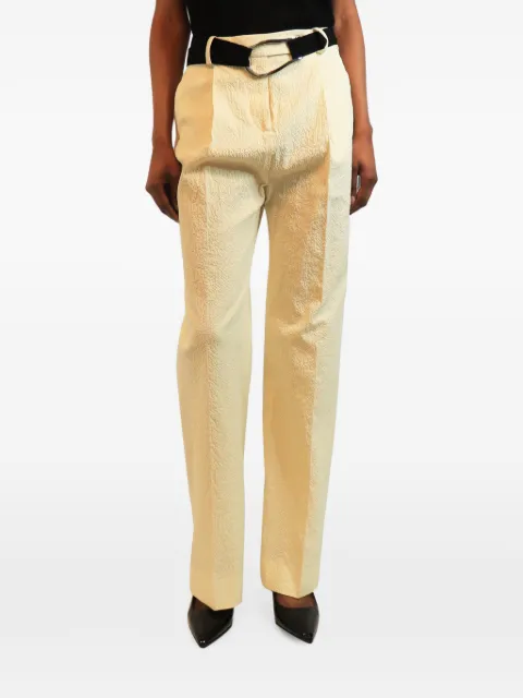 Victoria Victoria Beckham belted seersucker-texture trousers Neutrals CREAMBELTEDSEERSUCKERTROUSERS