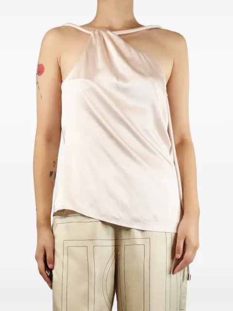 Et Ochs one-shoulder neck-tie top Neutrals LIGHTPINKSILKONESHOULDERTOP