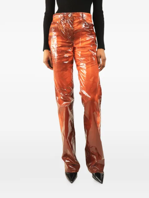 Ferragamo Pre-Owned heat-reactive vinyl trousers Orange BROWNVINYLCOATEDTROUSERS