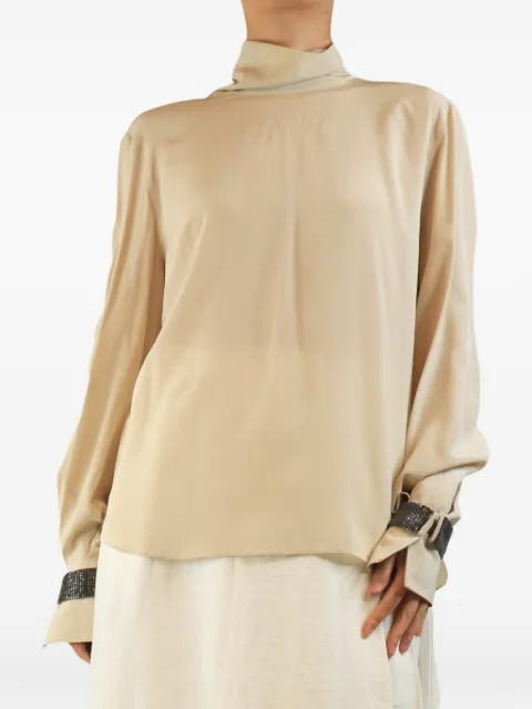 Brunello Cucinelli Vintage silk blouse Neutrals ECRUMONILICUFFSILKBLOUSE