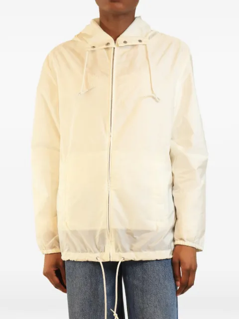 Miu Miu Pre-Owned drawstring hooded jacket Neutrals WHITENYLONJACKET