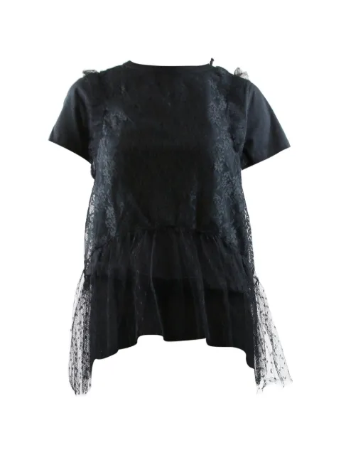 Red Valentino Vintage polka-dot lace peplum top Black BLACKLACEPEPLUMTOP
