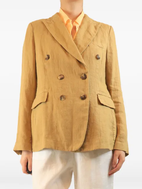 Kiltie double-breasted blazer Brown TANDOUBLEBREASTEDLINENJACKET