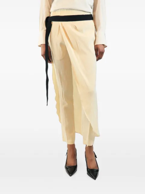 Brunello Cucinelli Vintage skirt-overlay straight trousers Neutrals CREAMSILKTROUSERSWITHSKIRTPIECE