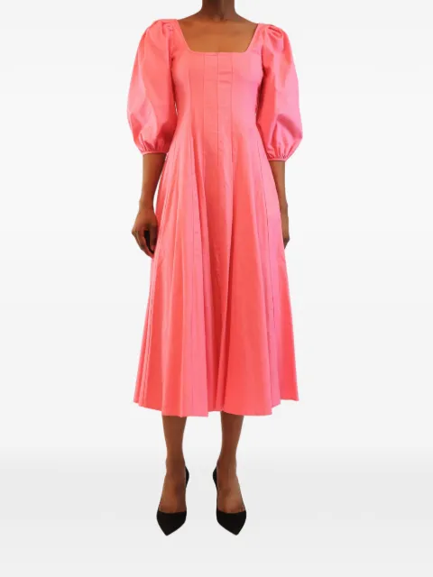 STAUD puff-sleeve midi dress Pink PINKSWELLSLINENMIDIDRESS