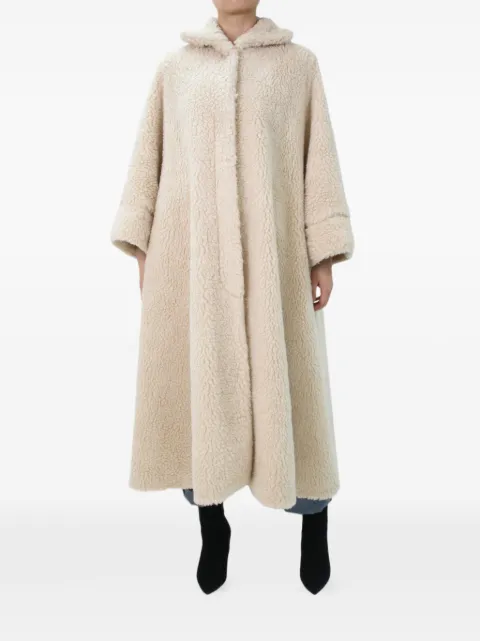 Bernadette flared cut coat Neutrals NEUTRALFAUXSHEEPSKINCOAT