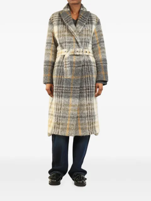Brunello Cucinelli Vintage check belted coat Grey GREYALPACABLENDCHECKCOAT