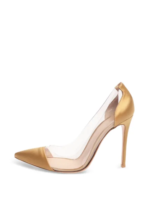 Gianvito Rossi panelled heeled pumps Gold GOLDSATINPVCHEELS