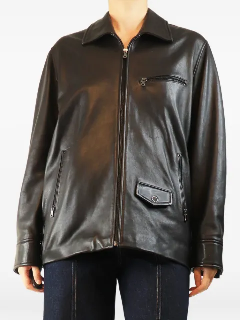 Nour Hammour zip-up leather jacket Black BLACKLEATHERZIPUPJACKET