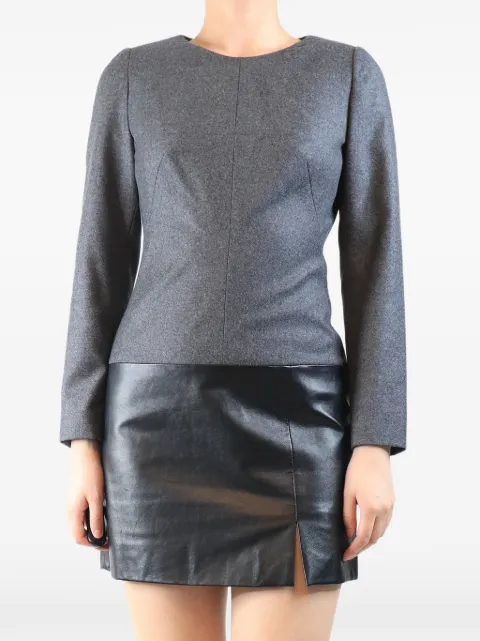 Alexander McQueen Pre-Owned panelled mini dress Black DARKGREYWOOLANDLEATHERMINIDRESS