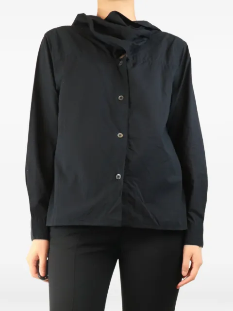 Margaret Howell neck-tie cotton shirt Black BLACKCOTTONNECKTIESHIRT