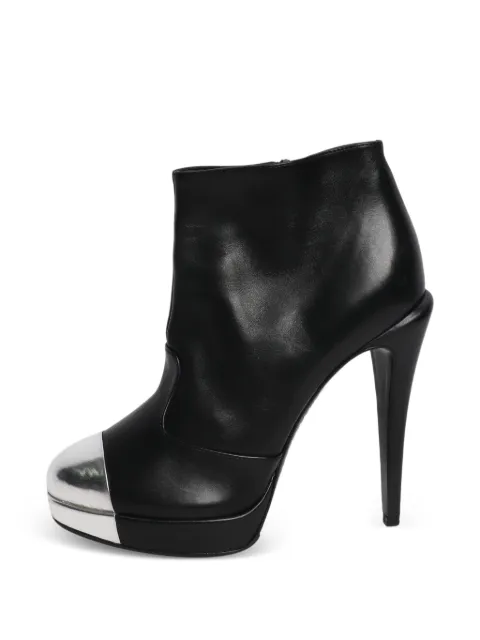 CHANEL Pre-Owned cap-toe ankle boots Black BLACKLEATHERPLATFORMBOOTS