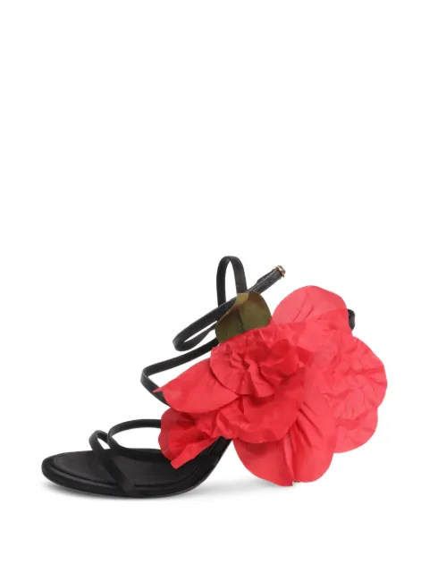 Dolce & Gabbana Pre-Owned flower-detail heeled sandals Black BLACKFLOWERDETAILSATINHEELS