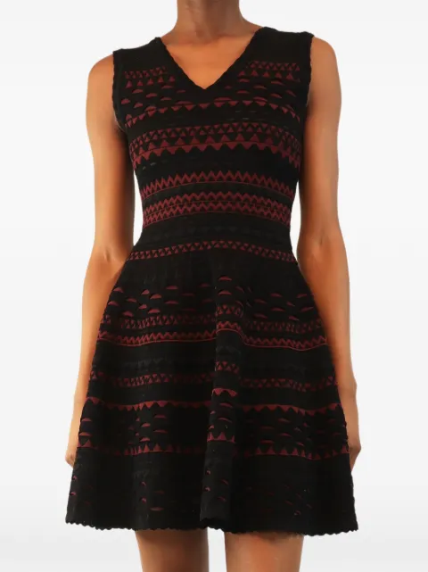 Alaïa Pre-Owned scallop-detail sleeveless dress Black BLACKANDREDSLEEVELESSSCALLOPDETAILMINIDRESS