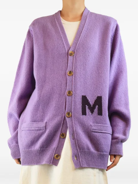 Marc Jacobs Vintage logo-knit long-sleeve wool cardigan Purple PURPLELONGWOOLCARDIGAN