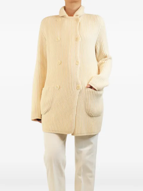 Loro Piana Pre-Owned double-breasted rib-knit cardigan Neutrals CREAMDOUBLEBREASTEDRIBKNITCARDIGAN
