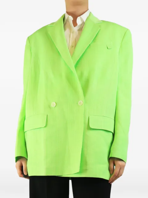 Jacquemus Pre-Owned La Veste Marino double-breasted blazer Green NEONGREENLAVESTEMARINOBLAZER