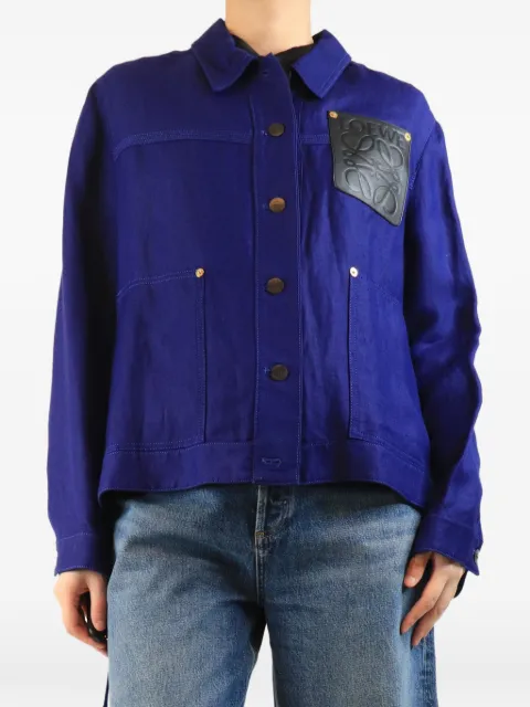 Loewe Pre-Owned Anagram-patch jacket Blue BLUEANAGRAMPATCHLINENBLENDJACKET