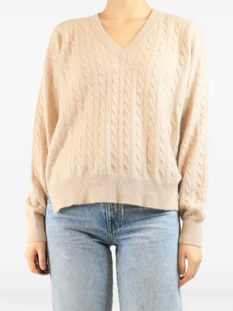 Brunello Cucinelli Vintage cable-knit V-neck sweater Neutrals NEUTRALVNECKCABLEKNITSWEATER
