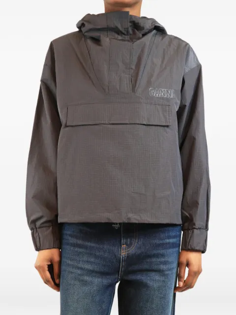 GANNI ripstop flap-pocket hoodie Grey DARKGREYNYLONRIPSTOPANORAK