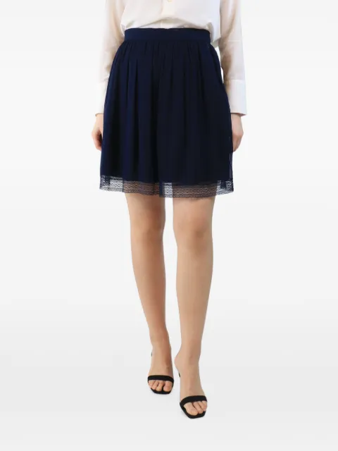 Christian Dior Pre-Owned lace-trim silk mini skirt Blue BLUESILKCHIFFONMINISKIRT