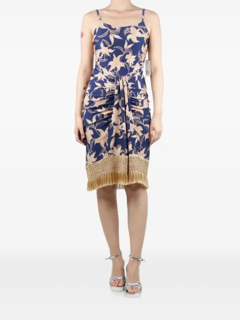 PatBO floral-print fringe dress Blue BLUEFLORALPRINTEDFRINGEMINIDRESS