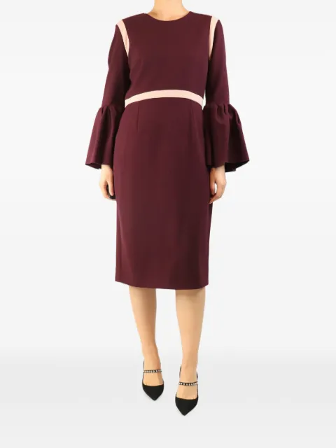 Roksanda contrast-trim bell-sleeve midi dress Red PURPLECREPEMIDIDRESS