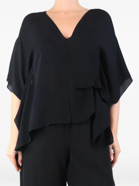 Nanette Lepore asymmetric V-neck blouse Black BLACKSILKBLOUSE