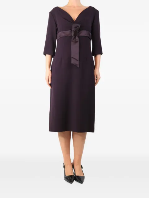 Alexander McQueen Pre-Owned bow-detail V-neck midi dress Purple PURPLEVNECKMIDIDRESS