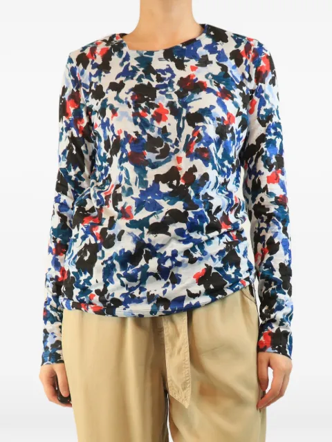 Proenza Schouler abstract-print long-sleeved T-shirt Blue BLUEFLORALCOTTONTOP