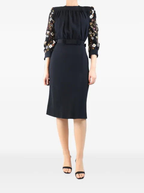 Miu Miu Pre-Owned embellished open-back midi dress Black BLACKAW12EMBELLISHEDCREPEMIDIDRESS