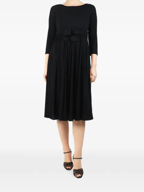 Giambattista Valli Vintage bow-detail pleated dress Black BLACKMIDIDRESSWITHBOWDETAIL