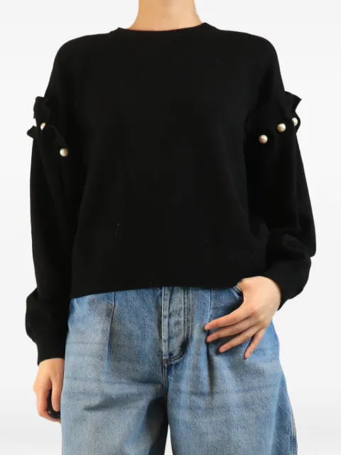 AKYN Yuki pearl-embellished sweater Black BLACKYUKIPEARLSHOULDERJUMPER