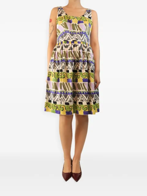 Prada Pre-Owned printed sleeveless midi dress Neutrals WHITESLEEVELESSPRINTEDDRESS
