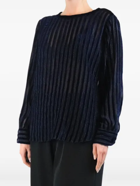 Giorgio Armani Pre-Owned striped long-sleeve top Blue BLUEVELVETSTRIPEDTOP