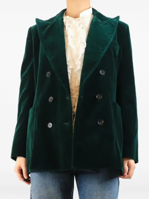 Bella Freud double-breasted blazer Green EMERALDDOUBLEBREASTEDVELOURBLAZER