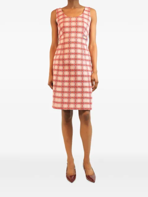 Prada Pre-Owned plaid sleeveless midi dress Neutrals PINKANDREDPLAIDDRESS